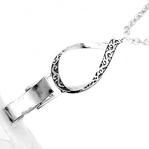 Silver and Black Filigree Loop: Lanyard Chain Necklace with ID/Badge/Card Holder (+Bonus Pouch)