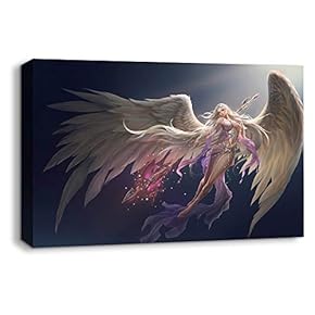 Canvas Wall Art Angel and Dragon Pictures Home Wall Decorations for Bedroom Living Room Paintings Canvas Prints Framed - 12x18 inches