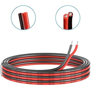 16 Gauge Silicone Electric Wire, EvZ 33ft 16AWG Flexible 2 Conductor Parallel Cable, 2pin Red Black, High Temperature Resistant, Single Color LED Strip Extension