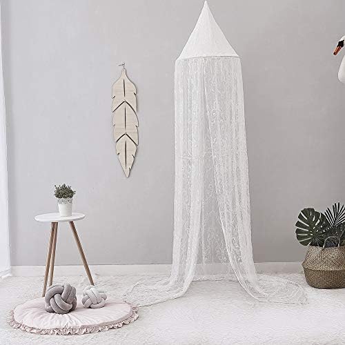 Bed Canopy Round Dome,Lace Bed Canopy,Lace Mosquito Net,Bed Canopy for Kid‘s Reading Room,Bedroom Decoration (White)