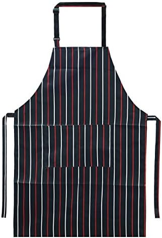 Kitchen Adustable Bib Apron with Pockets, Home Restaurant Cooking Baking Pocket Apron for Women Men (Black+Red)
