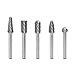 YUFUTOL Carbide Burrs Set 5pcs 1/4''Shank Double Cut Solid Power Tools Tungsten Carbide Rotary Files Die Grinder Bits for Steel Metal Wood Carving Engraving Polishing Drilling Grinding Milling Cutting