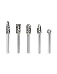 yufu-5 Pcs Doble Corte Carburo Rotary Archivo Burr Set vástago 1 4 inch sólida para die Grinder Drill, tallado de metal, grabado, perforación