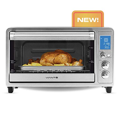 Viante Digital Convection Toaster Oven | Bakes, Broils, Toasts, Defrosts, Cooks Pizza, Bakes Cookies, Keeps Food Warm | Rottisserie Feature | Brushes Stainless Steel Body | Digital Control and LCD Screen - Thumbnail 6