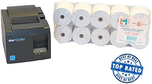 POS VALUE PACKAGE Star Micronics 39472310 Tsp143Iiiu Gry Us Tsp100Iii, Thermal, Auto-Cutter PLUS Thermal Paper Rolls 3-1/8 x 230’ (Box of 10 Rolls Sealed Pack) # 1 Voted By Retailers in ALL AMERICA.