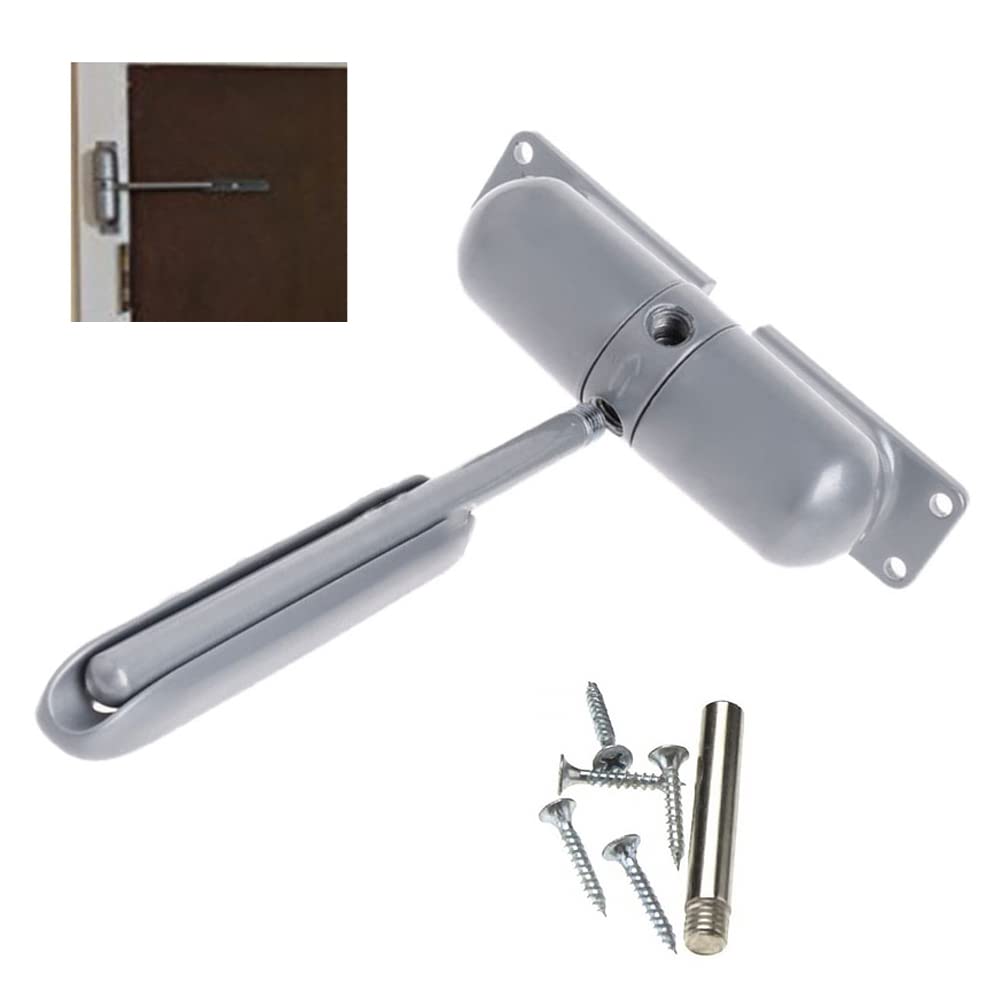 POWERTOOL Spring Door Closer, Automatic Door Closer Quieting Auto Closing Surface Mounted Fire Rated Door Closer Adjustable Spring Loaded(Grey)