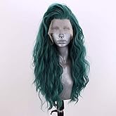 SeraphicWig Beautiful Green Loose Curl Synthetic Lace Front Wigs for Women Long Curly Wavy Natural Looking Heat Resistant Fiber Hair Wig With Baby Hair 24inch
