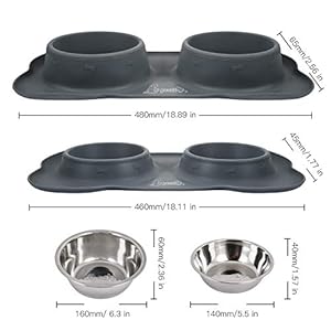 Pecute Ciotola per Gatti 3 in 1, Ciotola per Cani, Doppia Ciotole in Acciaio Inossidabile + 1 Tappetino Sottociotola… - immagine 5