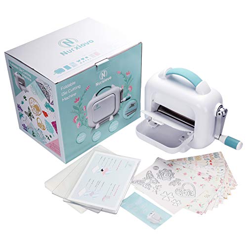 NURXIOVO Manual Die Cutting Machine Foldaway Embossing Machine 6 Inch Opening DIY Dies Tool with Foldable Lever, Cutting Dies, Designed Card Paper, Cutting Pads and Platform - Thumbnail 5