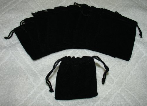 Medium Velvet Black Pouches With Drawstrings