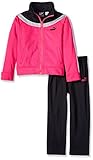 PUMA Little Girls' Jacket and Pant Tricot Set , Pink Black, 4