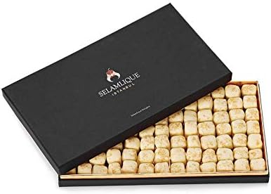 Selamlique Mastic Almond Turkish Delight with Belgian Chocolate & Sprinkled with Edible Gold, 890g net Weight, Selamlique Istanbul is Turkey's Leading Luxury Turkish Delight Brand, Ideal Gift