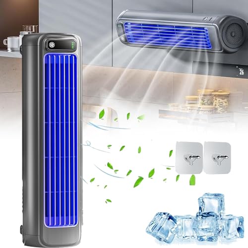 TERRIFI Portable Air Conditioner, Quiet Cooling Fan with 3 Speeds, LED Touch Screen, Rechargeable, 24h Long-Lasting Battery Life (Gray)