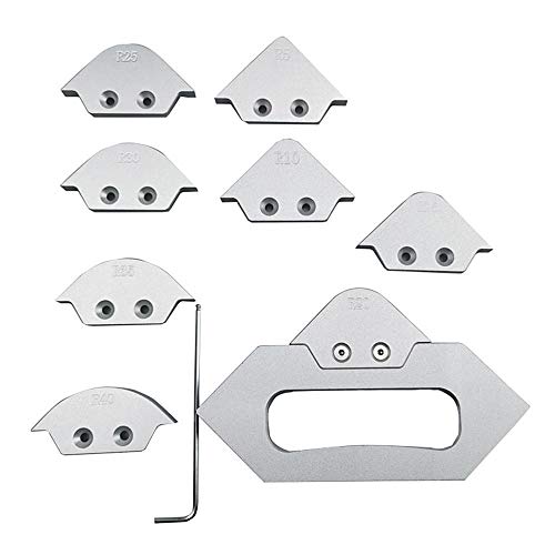 FOONEE 9pcs/Set Corner Radius Routing Templates, Aluminum Alloy Woodworking Jig Template,Corner Assistant Tool for Woodworking Routing,R5 R10 R15 R20 R25 R30 R35 R40, Silver - Thumbnail 7
