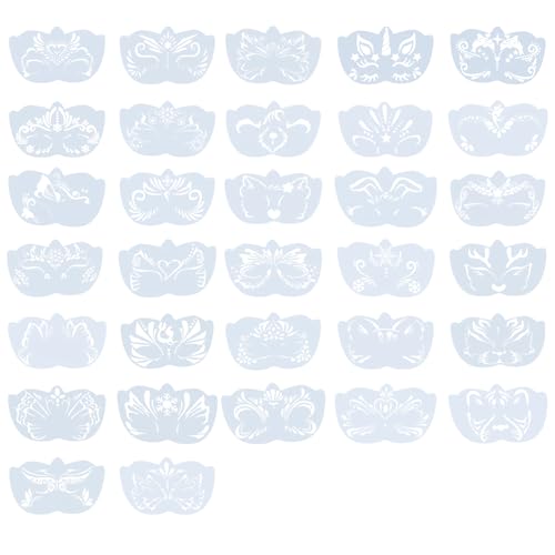 32pcs Face Painting Stencils, Facial Painting Template with Hollow-Out Patterns for Kids Reusable Face & Body Paint Stencils Kit for Kids Halloween Party Holiday Makeup