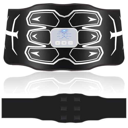 Muscle Stimulator, Electrostimulation Abdominal Belt, Washable, Skin-Friendly Silicone Pad, No Need to Replace, 6 Modes, 30 Levels, Muscle Stimulator, Unisex