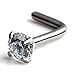 Ruifan 1PC 18G 316L Surgical Steel 2mm Clear Round Diamond Cubic Zirconia Crystal Nose L Shaped Studs Rings Piercing Jewelry - Steel