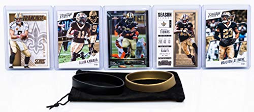 New Orleans Saints Cards: Brees, Dalton, Kamara, Landry, Winston, Lattimore, Mark Ingram II, Marques Colston, Deuce McAllister, ASSORTED Football Stars & Legends Trading Card & Wristbands Bundle