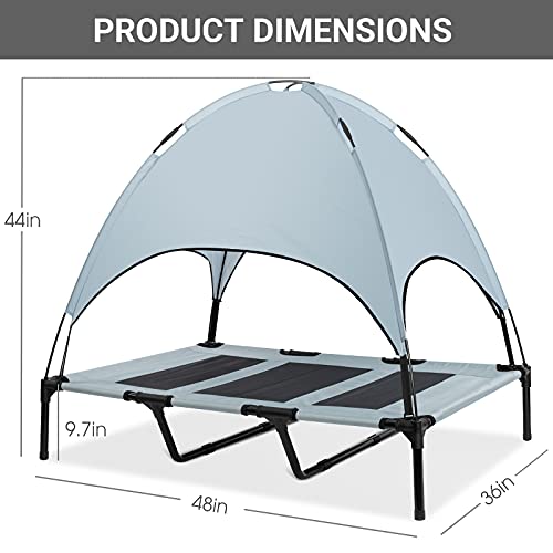 Niubya Outdoor Dog Bed with Canopy, Elevated Dog Bed with Removable