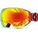 ZIONOR X6 Ski Snowboard Snow Goggles OTG for Men Women Youth Anti-fog UV Protection (VLT 25.4% Red Frame Revo Red Lens)