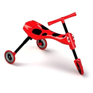 Scuttlebug-Beetle-Red-and-Black Scuttlebug 3-Wheel Foldable Ride-On Tricycle for 1-3 Year Old Boys and Girls, Beetle Trike, Antennae Handlebar, Develop…