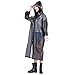 Women Packable Lightweight Transparent EVA Rain Jacket Poncho Raincoat with Hood,Grey,One Size fit most