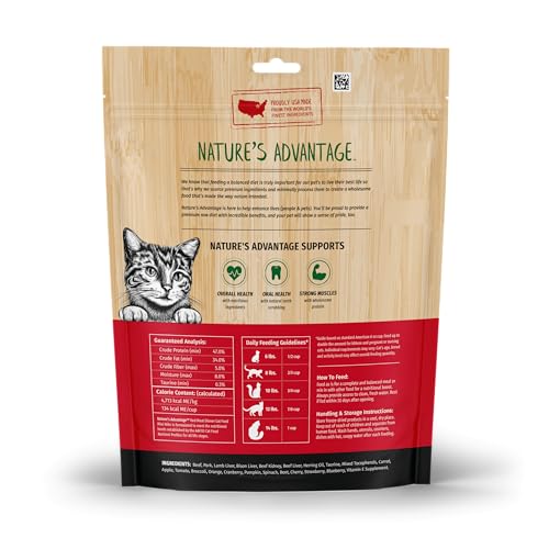 NATURE’S ADVANTAGE FREEZE-DRIED RAW RED MEAT DINNER CAT FOOD MINI NIBS, 12 OZ | GRAIN FREE, HIGH PROTEIN NUTRITION