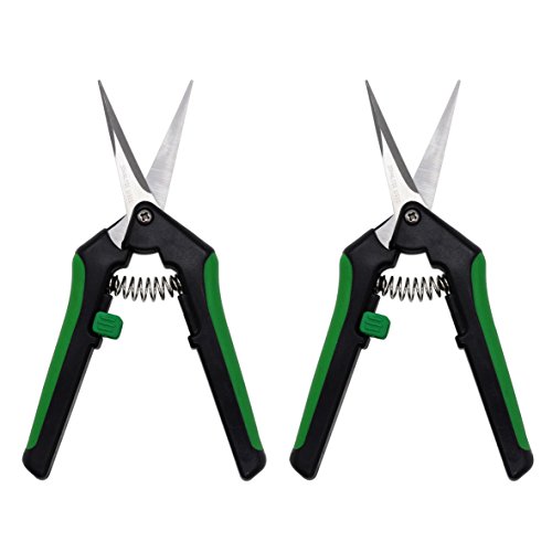 Antoy Trimming Scissors, 2 Pack Gardening Hand Pruner Pruning Shear with Straight Stainless Steel Precision Blades(Green)