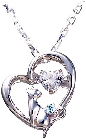 Mirai – Tenshi Ladies’ Necklace, Dancing Stone, Cat, Heart, Silver Pendant, Birthstone, Accessory