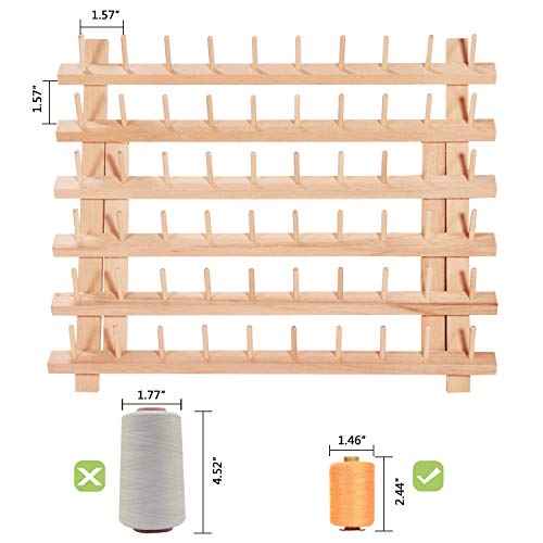 MILIJIA 60-Spool Sewing & Embroidery Threads Wooden Rack Organizer