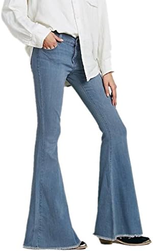 Cresay Women's Hippie Wide Leg Flared Bell Bottom Jeans