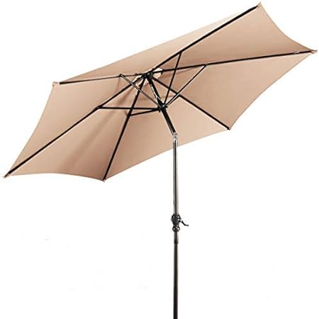 Amazon Com Giantex 9ft Patio Umbrella Outdoor Market Table Umbrella W Push Button Tilt And Crank 180g Polyester Fabric And Sturdy Ribs Sun Canopy Umbrellas For Patio Garden Beach Deck Pool Clothing