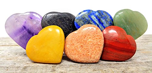 7 pcs Chakra Polished Crystal Healing Stone Heart Love Set / Holistic Balancing Pocket Stones