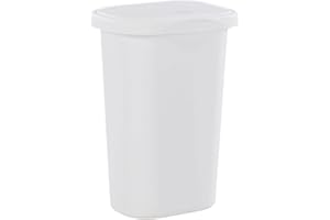 Rubbermaid Spring Top Trash Can with Lid, 13-Gallon, White, Plastic Garbage Bin/Wastebasket for Home/Kitchen/Bathroom/Garage