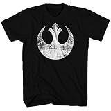 Mad Engine Men's White Distressed Rebel Star Wars Shirt - Black, Large