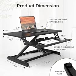 JOY worker Standing Desk Converter, 32" Wide Height
