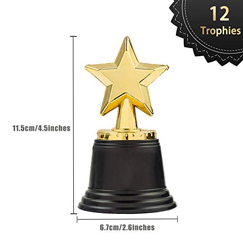 LEFUBABY 24 Sets Children's Gold Plastic Award Medals Trophy Set- 12 PCS Trophies & 12 PCS Medals for Kids and Adults Reward Prizes for Sports Events and Parties Celebration in Office School Favors