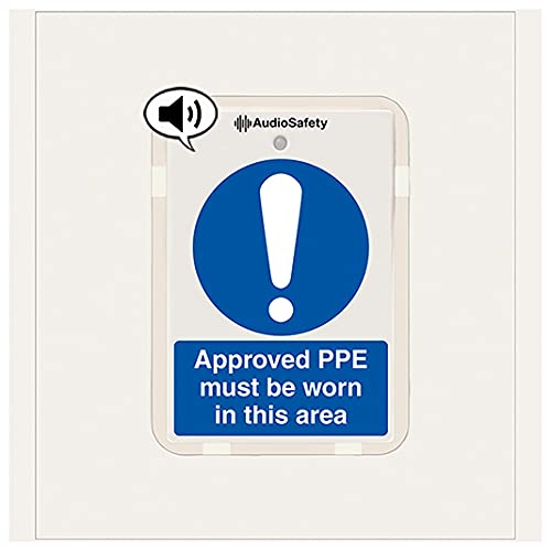 Approved PPE Must be Worn - Talking Safety Sign - 225x336mm - 1mm Rigid Plastic