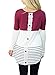 FARYSAYS Women's Casual Long Shirt Stripe Cowl Neck Long Sleeve Tops (X-Large, Burgandy)