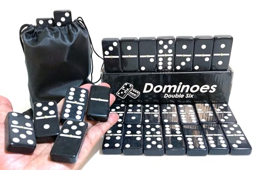 Classic Black Double Six Dominoes Set