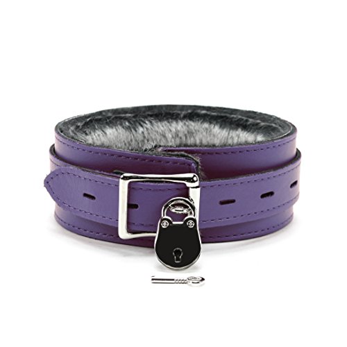 Brussels Lockable Collar Full Grain Leather Handmade (Purple)