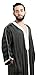 Moroccan Men Dress Caftan Handmade with Embroidery Tread Long Sleeve Black