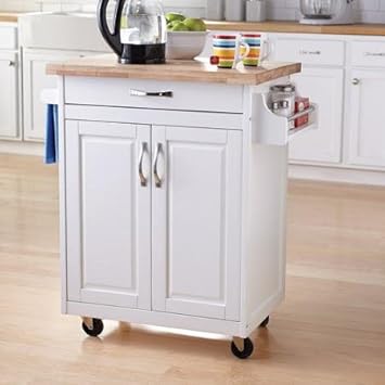 Amazon Com Mainstay Kitchen Island Cart White Portable