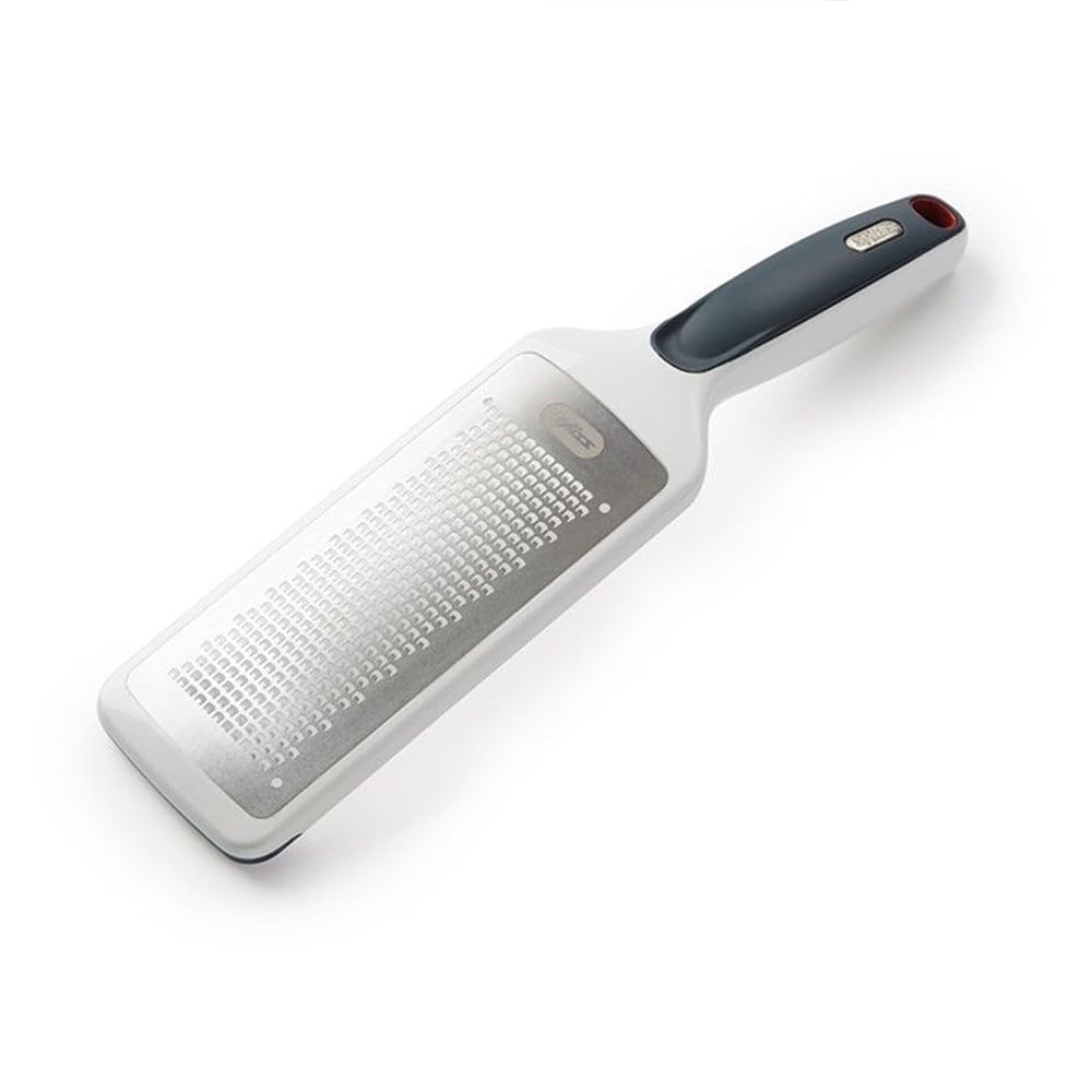 Zyliss E900035 Fine Grater with Handle, Stainless Steel/Plastic, White, Grating Cheese/Garlic/Lemon Zester/Nutmeg/Parmesan/Ginger/Vegetable/Carrot/Chocolate, Dishwasher Safe