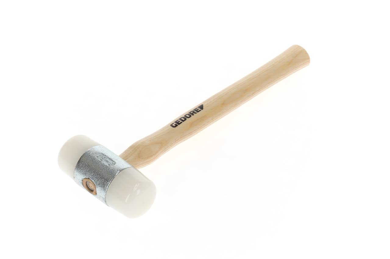 GEDORE Nylon Hammer with Wooden Handle, Leather Hammer, Dia. 50 mm, Hammer with ash Wood Handle, Tool, Forged, 225 E-50