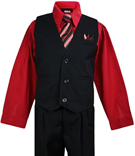 Boys Vest Suits Toddlers Pinstripe Red Shirt Set Size 2T