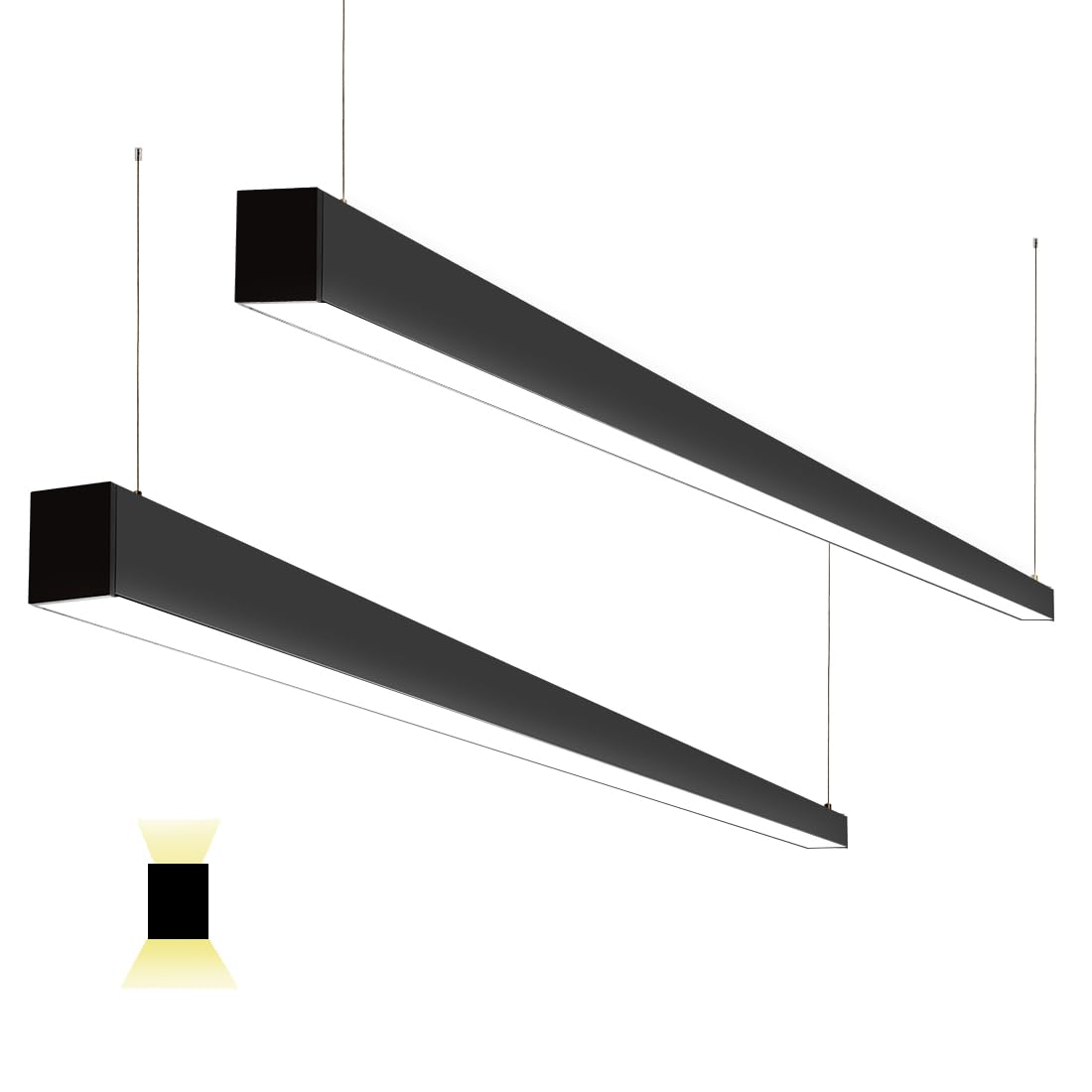 Photo 1 of Xbuyee 8FT Linkable LED Linear Light, 100/90/80/70/60W Adjustable, 3000K/4000K/5000K Selectable Linear Lighting Fixture, 0-10V Dimmable Architectural Hanging Office Shop Light for Retails, ETL 2Pack