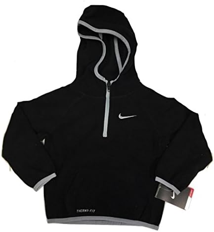 Nike Toddler Boys 1/4 Zip Fleece Hoddie- Black/Grey (2T)