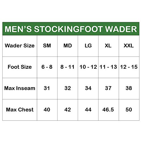 Frogg Toggs Amphib Neoprene Stockingfoot Chest Wader, Forest Green, Size Large