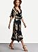 Milumia Women's Boho Deep V Neck Floral Chiffon Wrap Split Long Dress